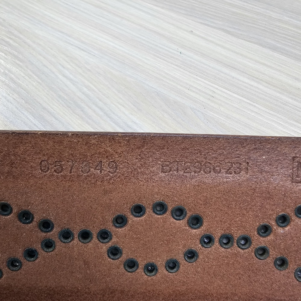 Western Boho Waist Belt Women M Brown FOSSIL Studded Tooled Leather Brass Buckle - Picture 10 of 13